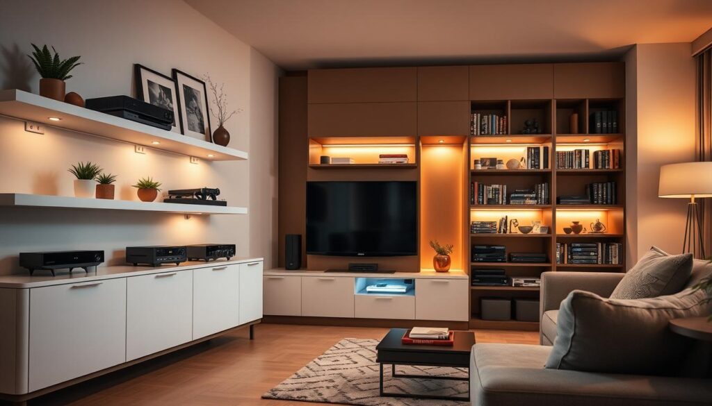 entertainment center storage features